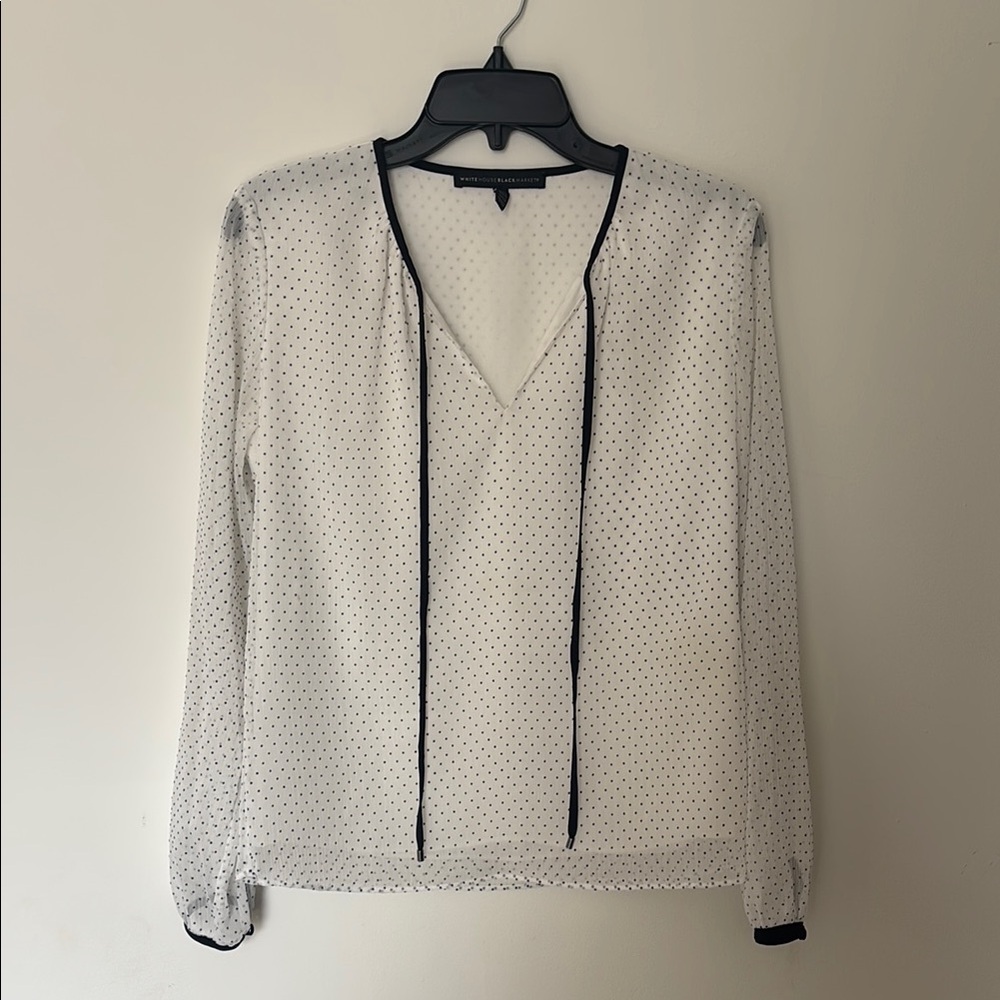 White and Black Polka Dot Women's Top